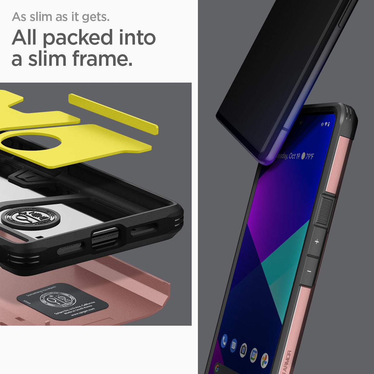 ACS03463 - Pixel 6 Pro Case Tough Armor in rose gold as slim as it gets. all packed into a slim frame.