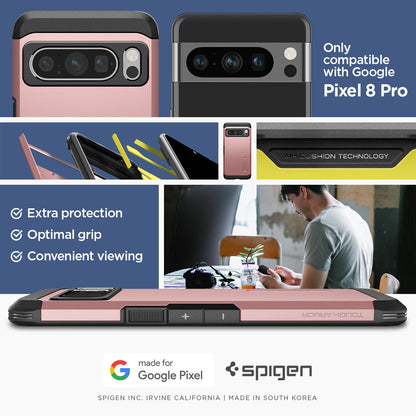ACS06321 - Pixel 8 Pro Case Tough Armor in rose gold only compatible with Google Pixel 8 pro. Extra protection, Optimal grip, Convenient viewing.