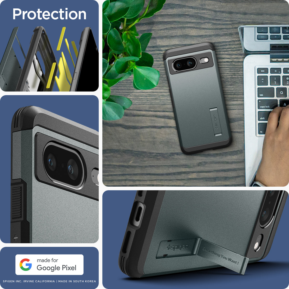 ACS06285 - Pixel 8 Case Tough Armor in abyss green made for google.