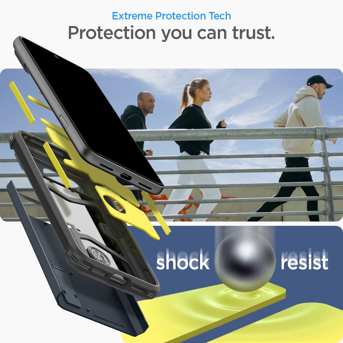 ACS06283 - Pixel 8 Case Tough Armor in metal slate showing the extreme protection tech. Protection you can trust
