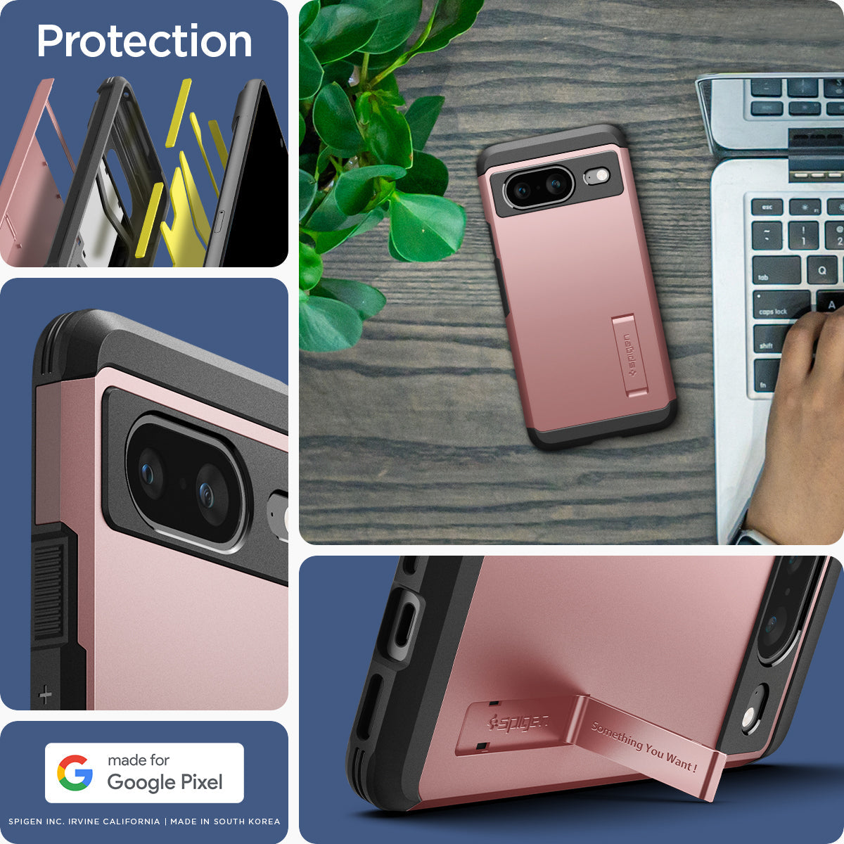 ACS06284 - Pixel 8 Case Tough Armor in rose gold made for google.