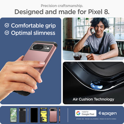 ACS06284 - Pixel 8 Case Tough Armor in rose gold precision craftsmanship. designed and made for pixel 8. comfortable grip optimal slimness.