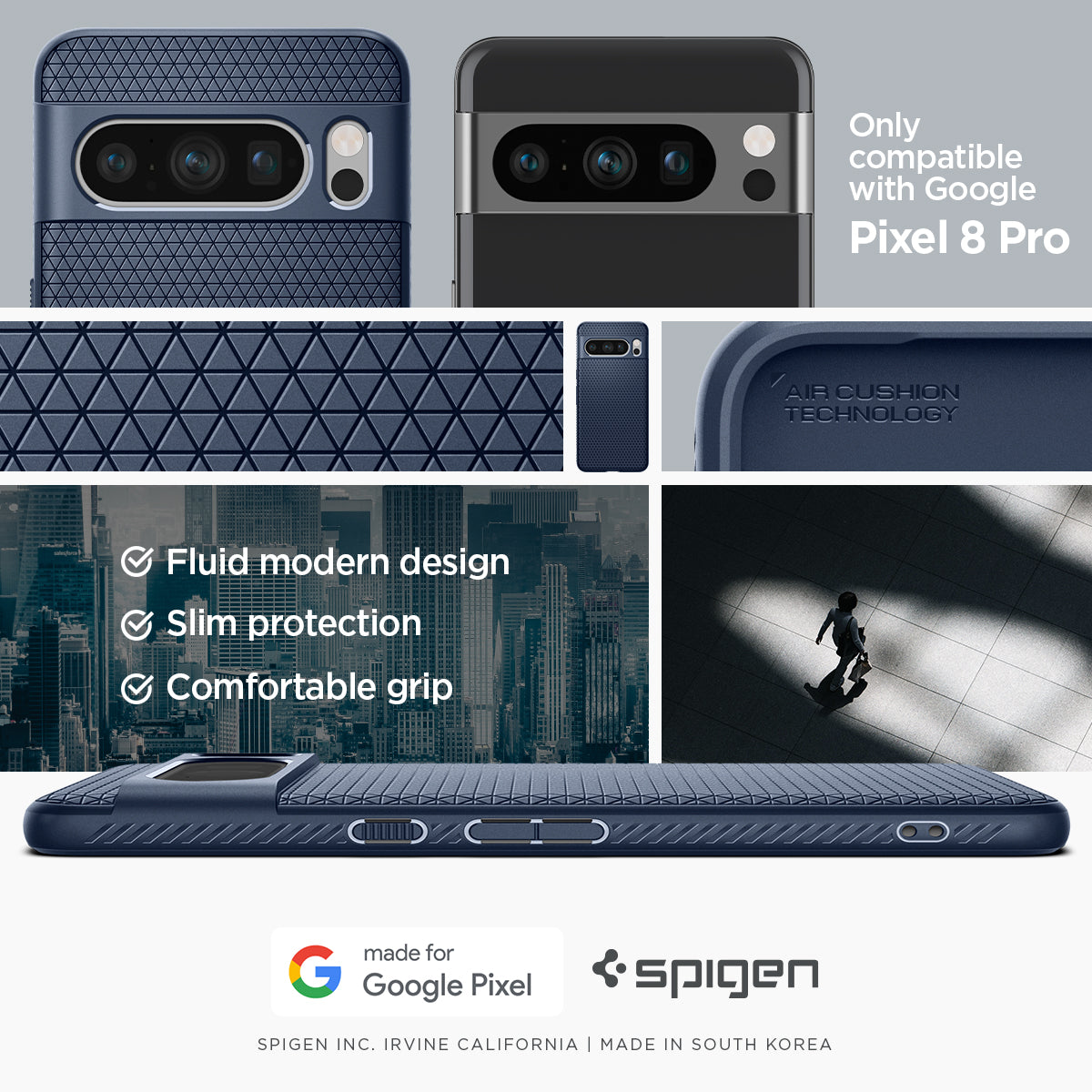 ACS06312 - Pixel 8 Pro Case Liquid Air in navy blue only compatible with Google Pixel 8 pro.