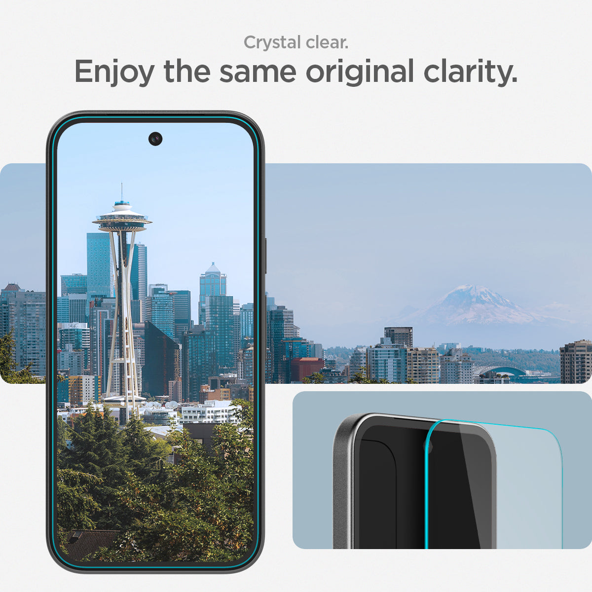 AGL08938 - Pixel 9a GLAS.tR EZ Fit in Clear showing the crystal clear. Enjoy the same original clarity