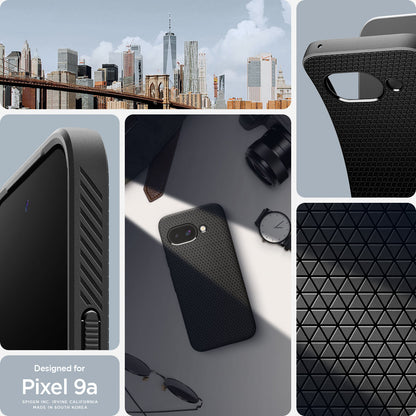 ACS09039 - Pixel 9a Case Liquid Air in Matte Black showing the different angle