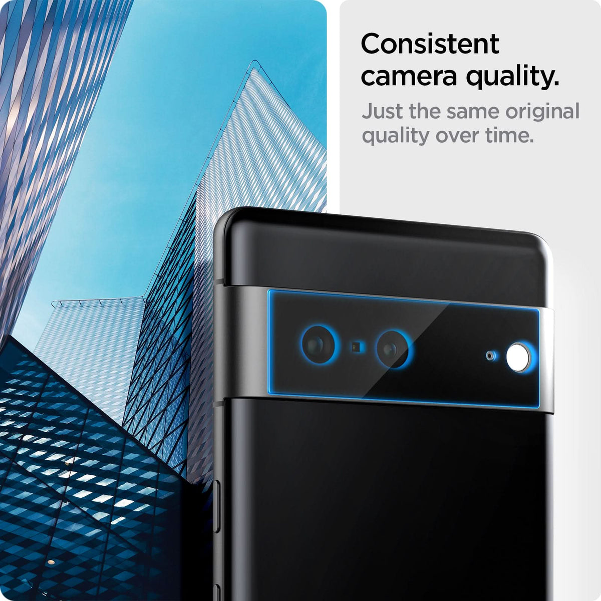 AGL05471 - Pixel 7 Optik Lens Protector in black consistent camera quality. Just the same original quality over time.
