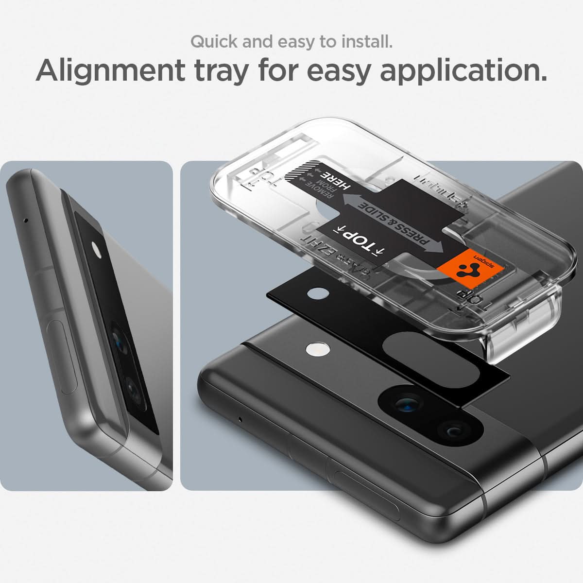 AGL05970 - Pixel 7a Glas.tR EZFit Optik Lens Protector in black quick and easy to install. Alignment tray for easy application.
