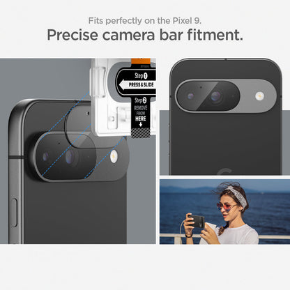 AGL08443 - Pixel 9 Case Optik EZ Fit Lens Protector in Crystal Clear fits perfectly on the pixel 9 pro xl. precise camera bar fitment.