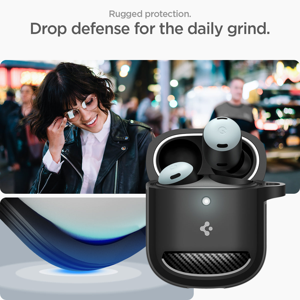 ACS05133 - Pixel Buds Pro Case Rugged Armor in matte black rugged protection. Drop defense for the daily grind.