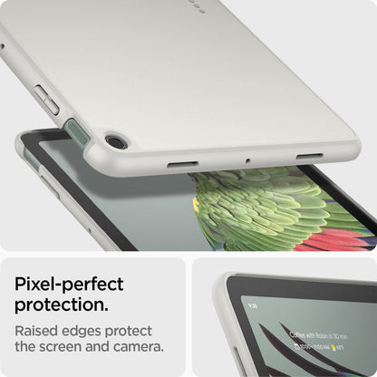 ACS06924 - Pixel Tablet Case Thin Fit Pro in gray showing the pixel-perfect protection. Raised edges protect the screen and camera