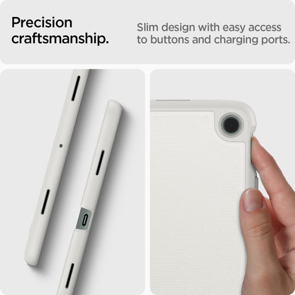 ACS06924 - Pixel Tablet Case Thin Fit Pro in gray showing the precise craftsmanship. Slim design with easy access to buttons and charging pots