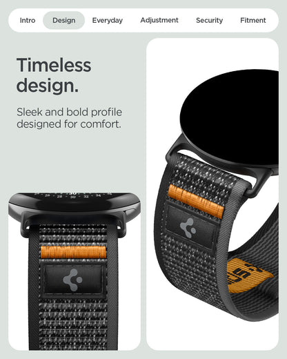 AMP11751 - Pixel Watch 5 (41mm) Athlex Air Active Black Orange close-up view highlighting the woven texture, durable construction, and premium finish.