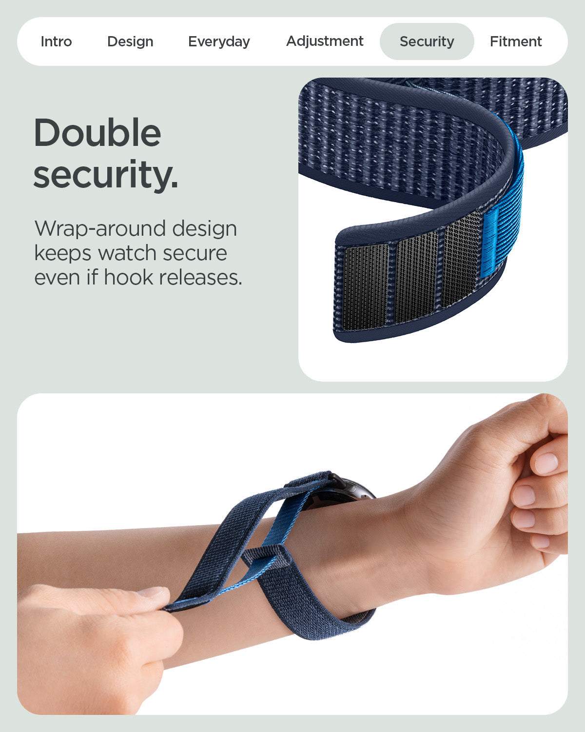 AMP11752 - Pixel Watch 5 (41mm) Athlex Air Active Navy Blue wraparound construction helps keep the band securely attached during wear.