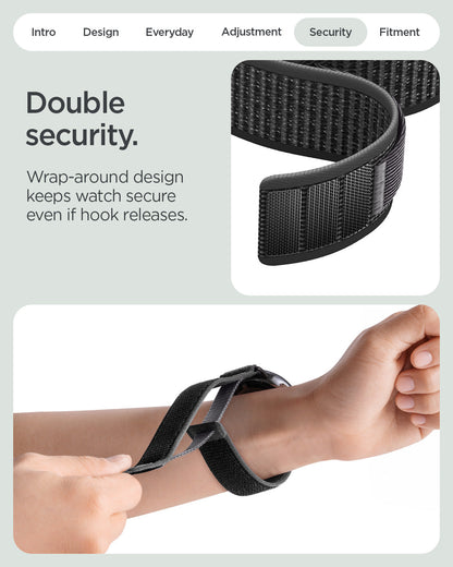 AMP11749 - Pixel Watch 5 (45mm) Athlex Air Active Black Gray wraparound construction helps keep the band securely attached during wear.