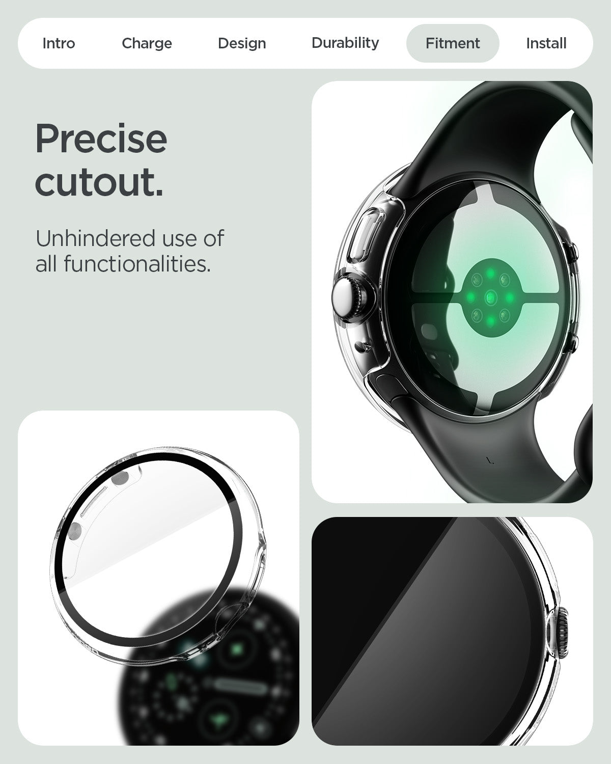ACS11959 - Pixel Watch 5 (45mm) Thin Fit 360 Crystal Clear snap-on design installs securely while maintaining a slim profile.