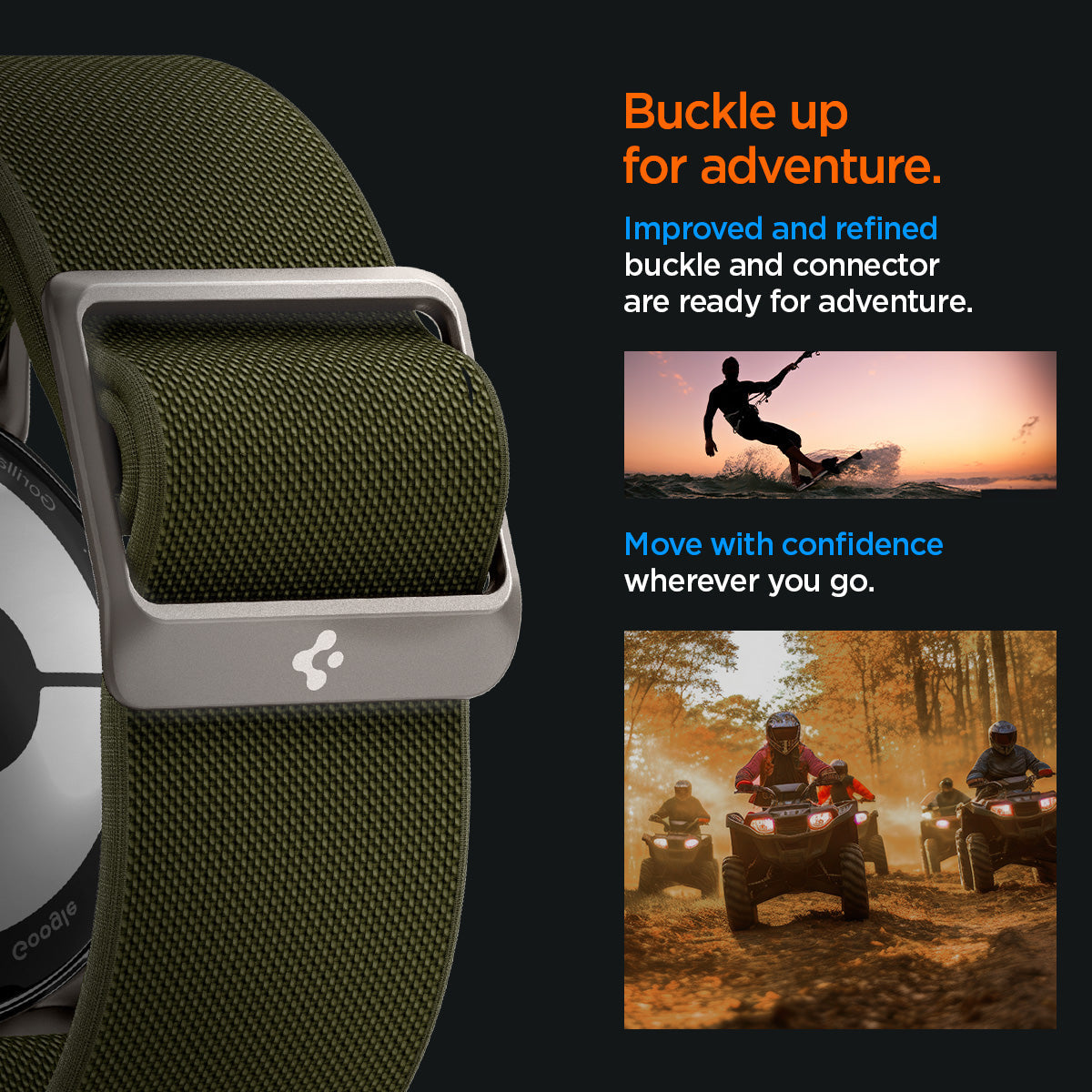 AMP07608 - Pixel Watch Lite Fit in Khaki buckle up for adventure. Move with confidence wherever you go.