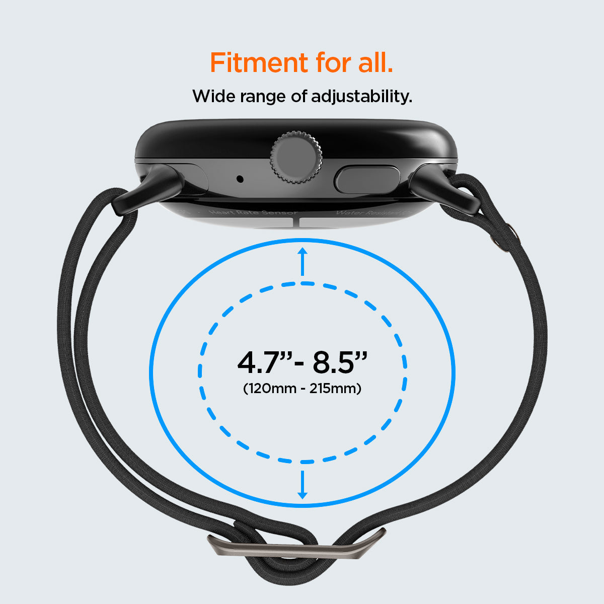 AMP06348 - Pixel Watch 5 (41mm) Lite Fit Black seamless metal connectors create a clean transition between the watch and band.