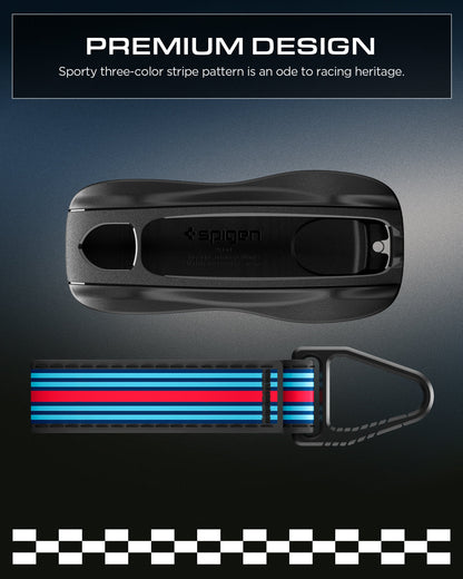 ACS10800 - Porsche Key Fob Cover | PK100 in Matte Black showing premium design. Sporty three color stripe pattern is an ode to racing heritage