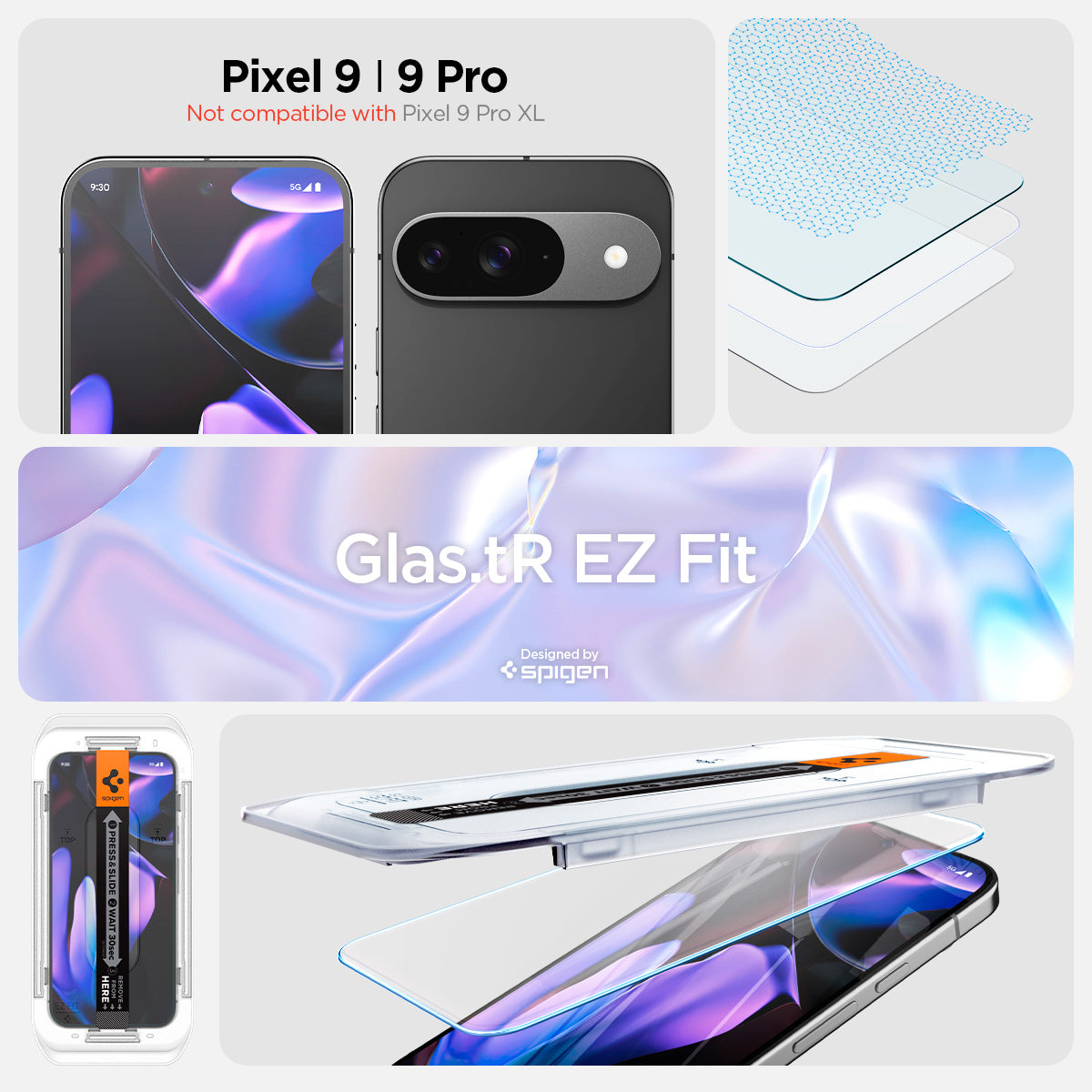 AGL08442 - Pixel 9 Pro GLAS.tR EZ Fit in Clear pixel 9, 9 pro fold not compatible with pixel 9 pro xl.