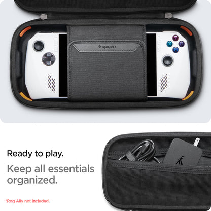 AFA06923 - ROG Ally (2023) RC71L Rugged Armor Pro Pouch in black showing the ready to play. Keeping all essentials organized