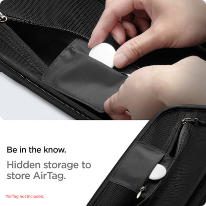 AFA06923 - ROG Ally (2023) RC71L Rugged Armor Pro Pouch in black showing the hidden storage to store AirTag