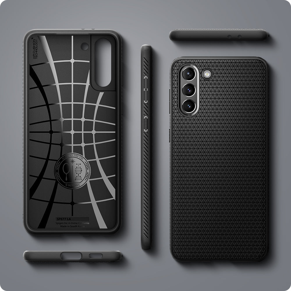 ACS02422 - Galaxy S21 Liquid Air Case in matte black showing the different angles