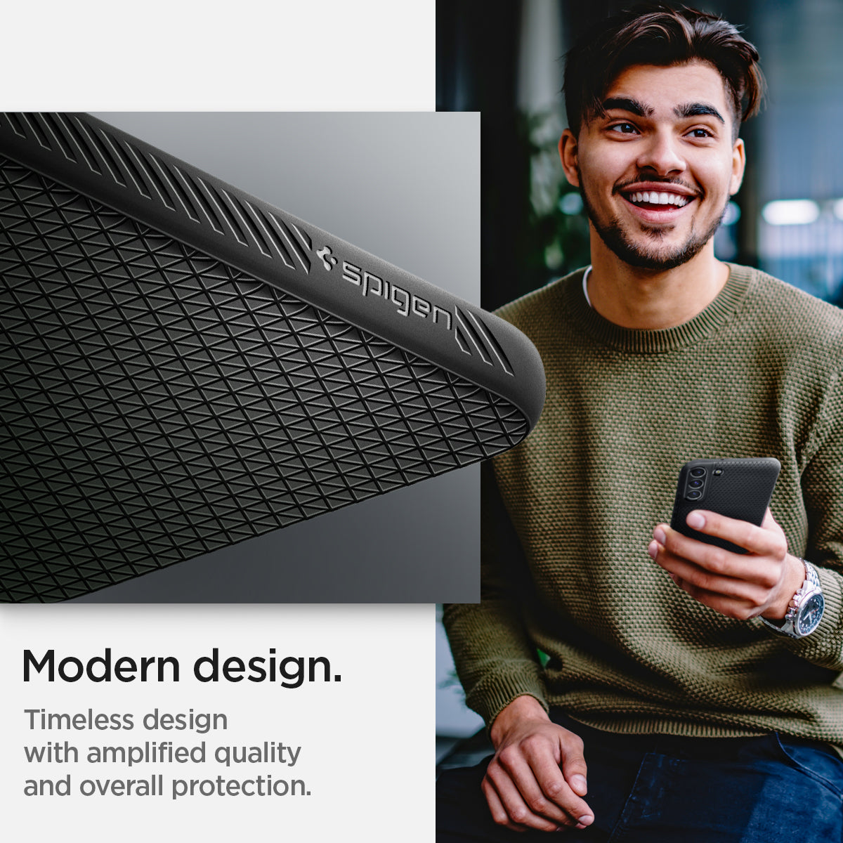 ACS03953 - Galaxy S22 Plus 5G Case Liquid Air in black showing the modern design. Timeless design with amplified quality and overall protection