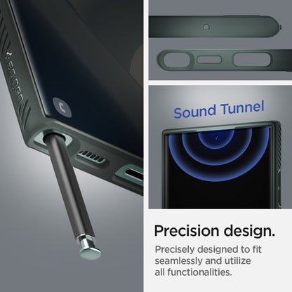 ACS04518 - Galaxy S22 Ultra 5G Case Liquid Air in abyss green showing the precisely designed to fit seamlessly and utilize all functionalities