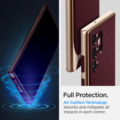 ACS04382 - Galaxy S22 Ultra 5G Case Neo Hybrid in burgundy full protection. Air cushion technology absorbs and mitigates all impacts in each corner.