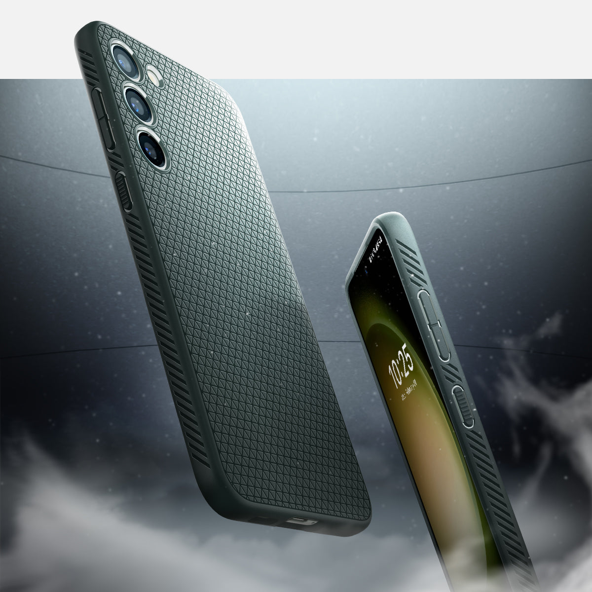 ACS05713 - Galaxy S23 Case Liquid Air in abyss green showing the back, partial side and partial front
