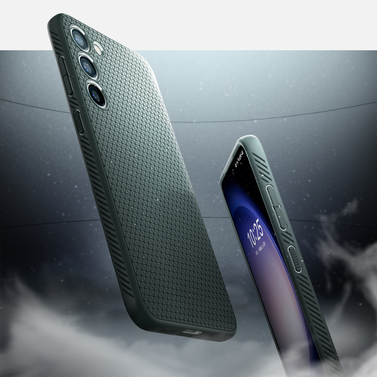 ACS05667 - Galaxy S23 Plus Case Liquid Air in abyss green showing the back, partial side and partial front