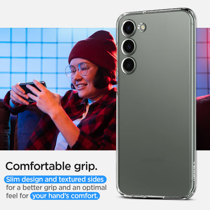ACS05662 - Galaxy S23 Plus Case Liquid Crystal in crystal clear comfortable grip. slim design and textured sides for a better grip and an optimal feel for your hand's comfort.
