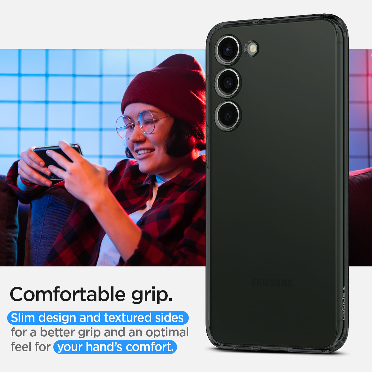 ACS05663 - Galaxy S23 Plus Case Liquid Crystal in space crystal comfortable grip. slim design and textured sides for a better grip and an optimal feel for your hand's comfort.