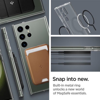 ACS05621 - Galaxy S23 Ultra Case Ultra Hybrid One Tap Ring in black snap into new. built in metal ring unlocks a new world of mag safe essentials.