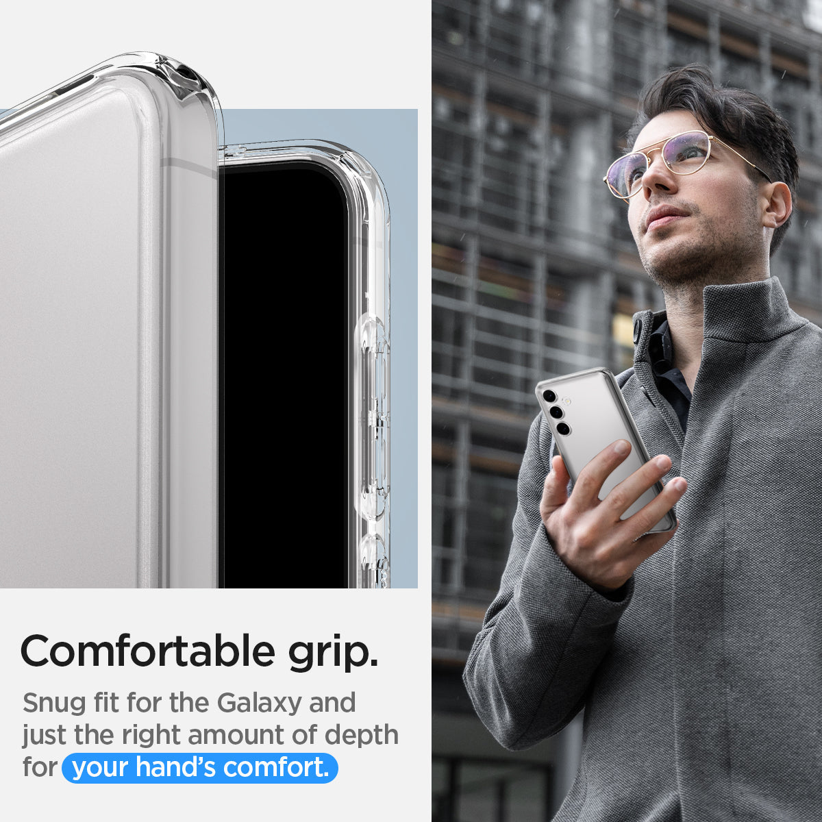 ACS07349 - Galaxy S24 Case Ultra Hybrid in Crystal Clear comfortable grip. snug fit for the galaxy and just the right amount of depth for your hand's comfort.