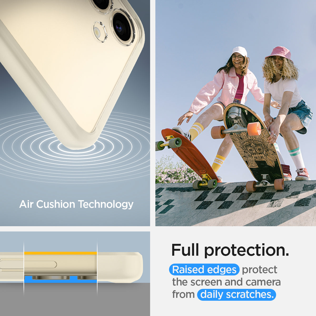 ACS07416 - Galaxy S24 Case Ultra Hybrid in Mute Beige full protection. raised edges protect the screen and camera from daily scratches. Aircushion technology.