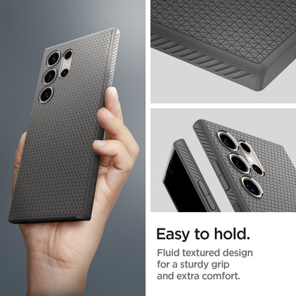 ACS07448 - Galaxy S24 Ultra Case Liquid Air in Granite Gray easy to hold. fluid textured design for a sturdy grip and extra comfort.