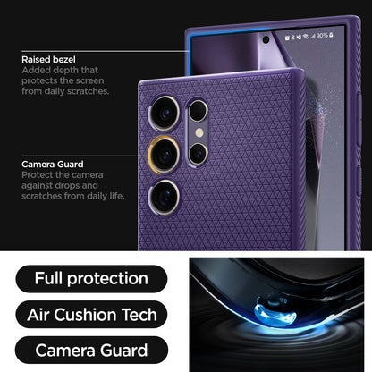 ACS07449 - Galaxy S24 Ultra Case Liquid Air in Deep Purple raised bezel added depth that protects the screen from daily scratches. camera guard protect the camera against drops and scratches from daily life. full protection. air cushion tech. camera guard.