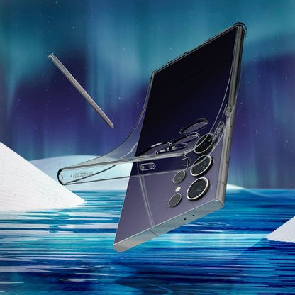 ACS07284 - Galaxy S24 Ultra Case Liquid Crystal in Space Crystal showing clear back on the sea.