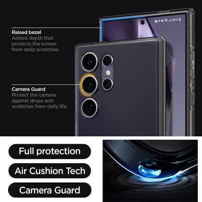 ACS07284 - Galaxy S24 Ultra Case Liquid Crystal in Space Crystal raised bezel added depth that protects the screen from daily scratches. camera guard protect the camera against drops and scratches from daily life. full protection. air cushion tech. camera guard.