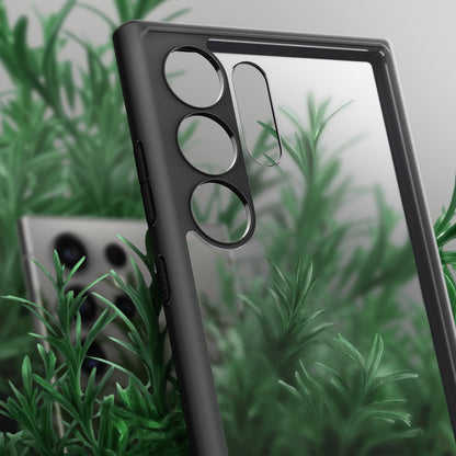 ACS07296 - Galaxy S24 Ultra Case Ultra Hybrid in Frost Black showing clear case on the back.
