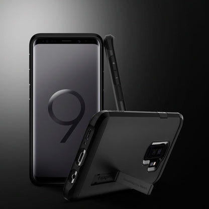 593CS22933 - Galaxy S9 Plus Tough Armor Case in black showing front and back.