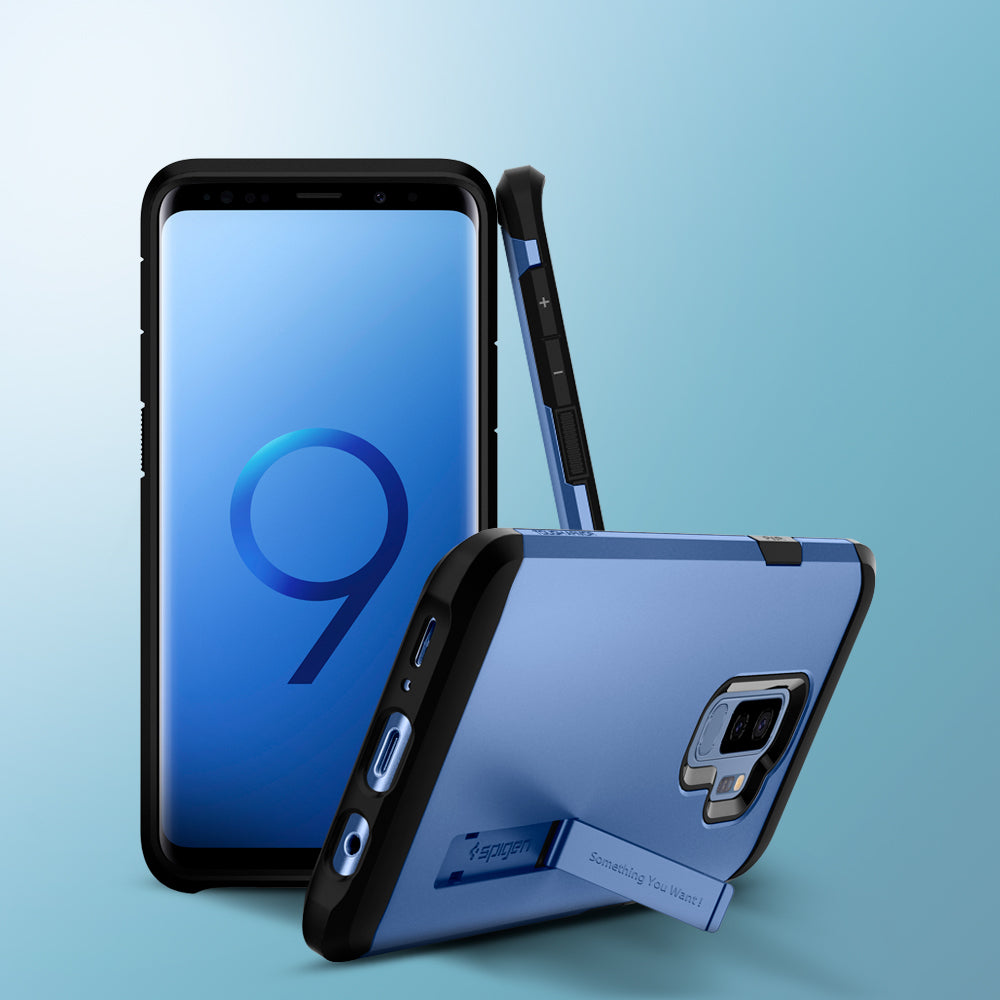 593CS22937 - Galaxy S9 Plus Case Tough Armor in Coral Blue showing front and back.