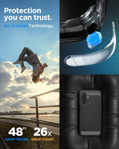ACS09844 - Galaxy A 17 5G Rugged armor showing the protection you can trust. Air Cushion Technology. 48" drop tested | 26x drop count