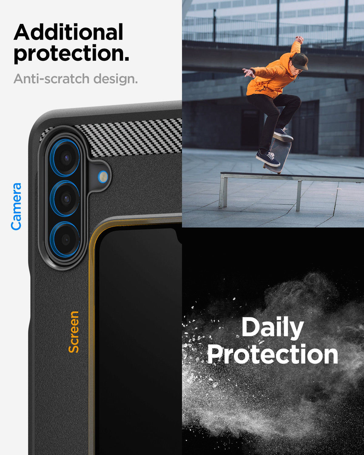 ACS09844 - Galaxy A 17 5G Rugged armor showing the additional protection. Anti-scratch design.