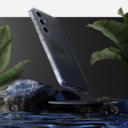 ACS07324 - Galaxy S24 Plus Case Liquid Crystal in Space Crystal showing back above the rock.