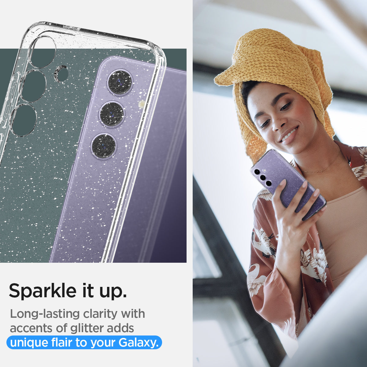 ACS07325 - Galaxy S24 Plus Case Liquid Crystal Glitter in Crystal Quartz sparkle it up. long lasting clarity with accents of glitter adds unique flair to your galaxy.