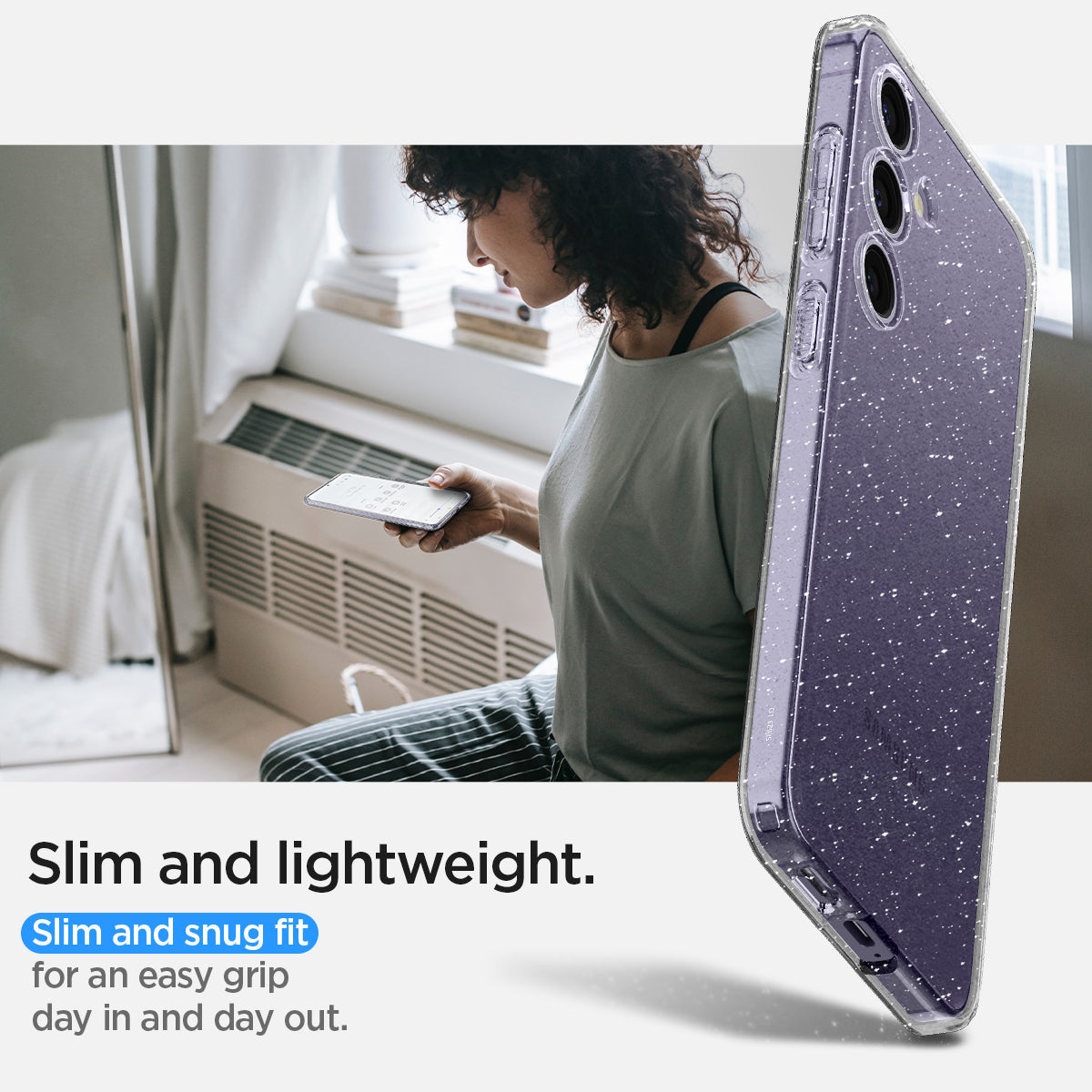 ACS07325 - Galaxy S24 Plus Case Liquid Crystal Glitter in Crystal Quartz slim and light weight. slim and sung fit for an easy grip day in and day out.