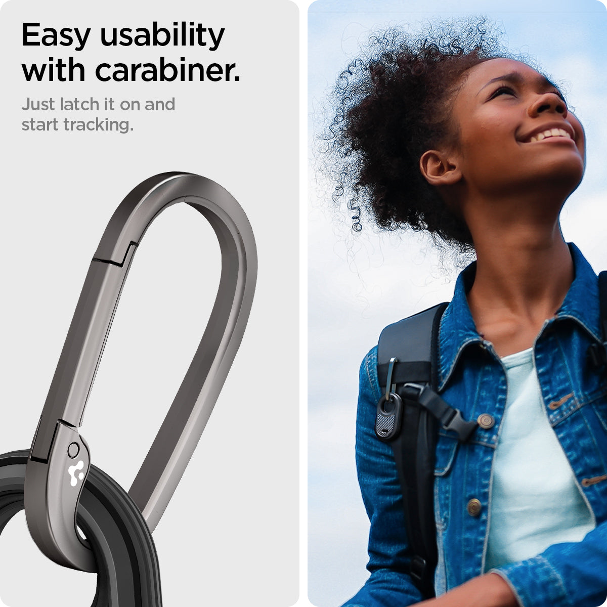 ACS06271 - Galaxy SmartTag 2 Case Rugged Armor in matte black easy usability with carabiner. just latch it on and start tracking.