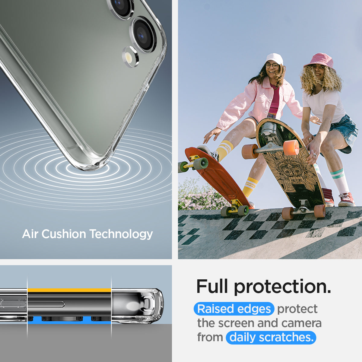 ACS05714 - Galaxy S23 Case Ultra Hybrid in crystal clear full protection. raised edges protect the screen and camera from daily scratches. Aircushion technology.